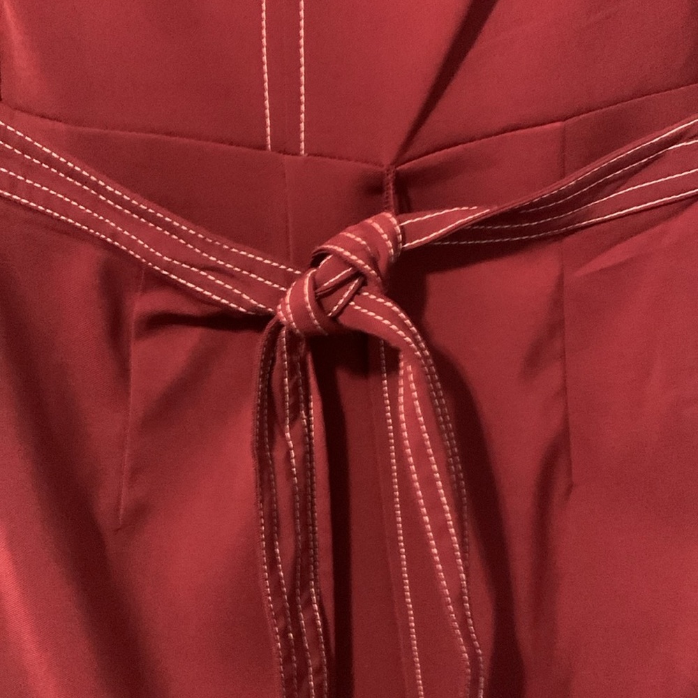 Gibson and Latimer Cranberry Short Sleeved wide leg faux wrap jumper - Picture 6 of 8